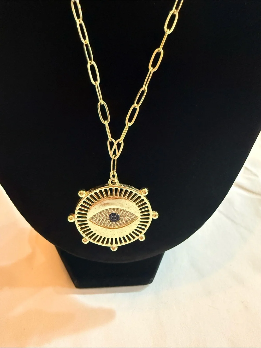Gold-Tone Evil Eye Pendant Necklace for Women